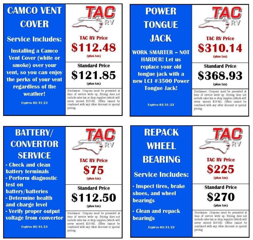 Dealer Promotions TAC RV Moyock North Carolina